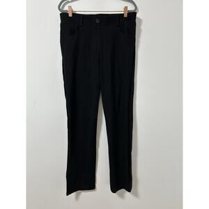 Betabrand Classic Black Dress Pants Size L Long Straight Leg Elastic Waist Ponte